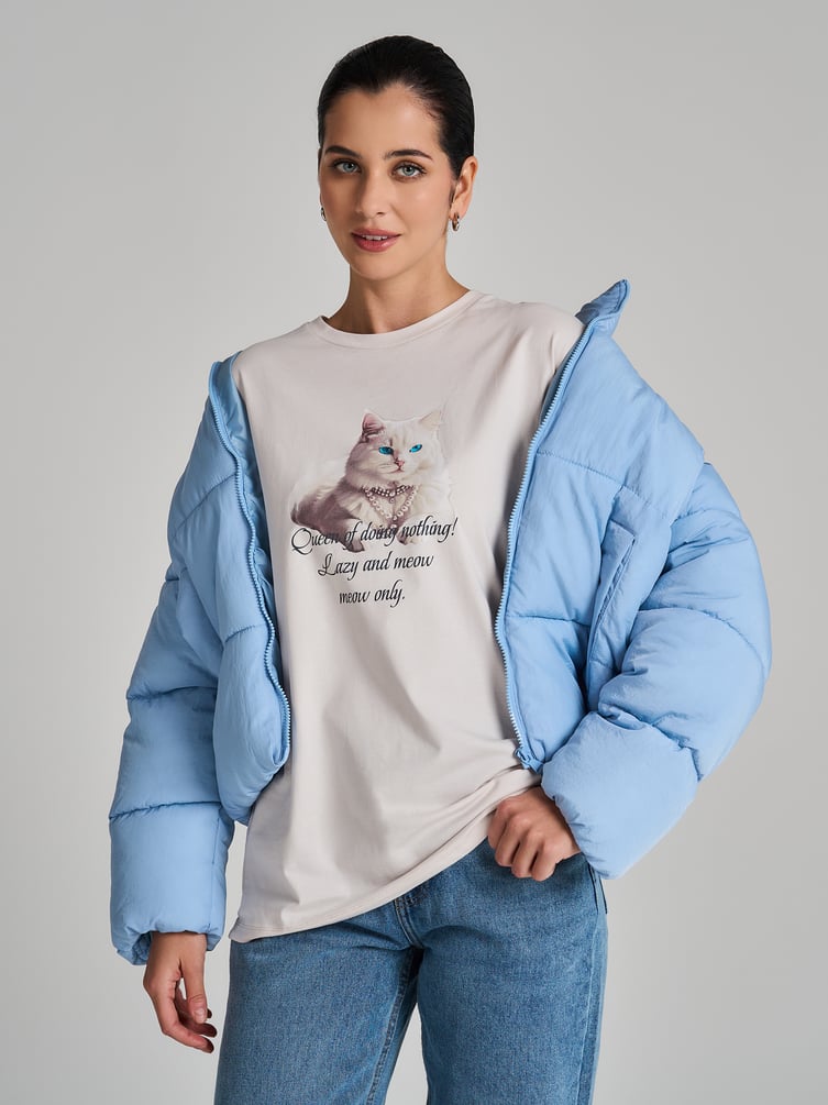 Футболка оверсайз с принтом кошки