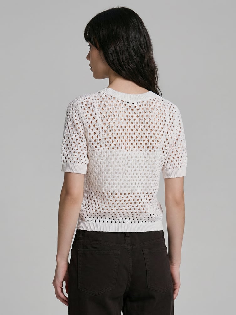 Джемпер ажурный вязаный с коротким рукавом