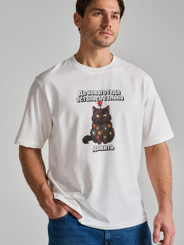 Футболка из хлопка с новогодним принтом