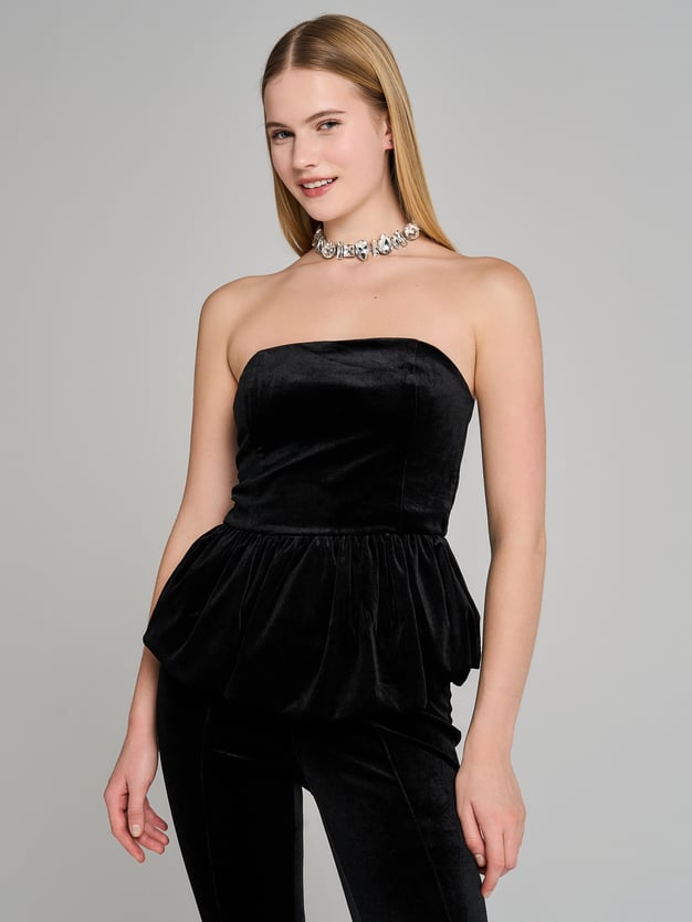 Корсет бархатный нарядный с баской