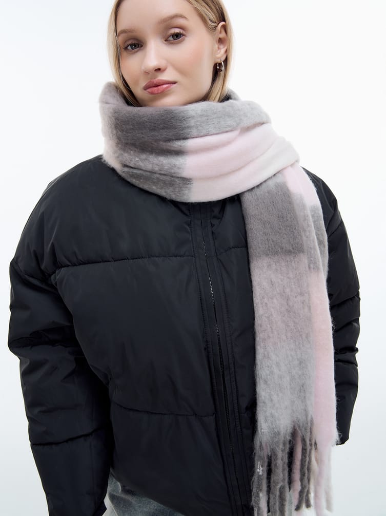 Зимний шарф палантин в клетку