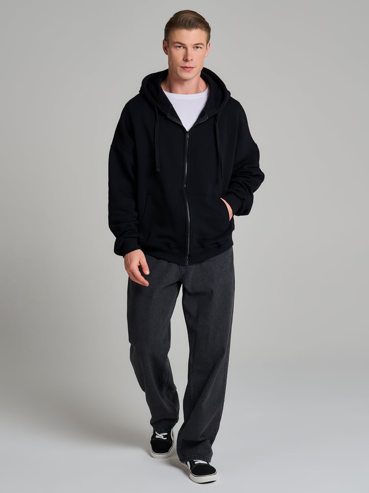 Зип худи оверсайз с капюшоном и начесом