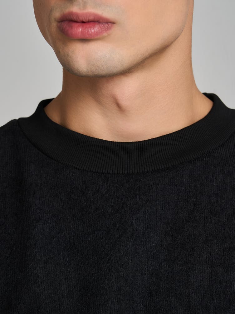 Свитшот свободный в рубчик без начеса