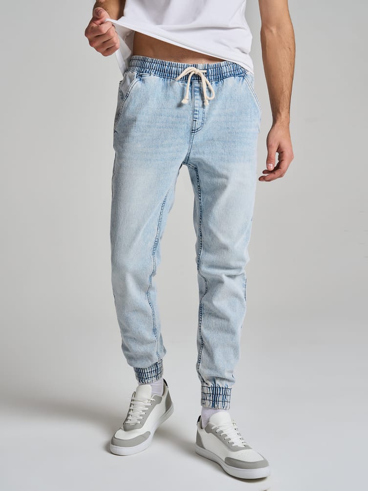 Джинсы джоггеры на резинке