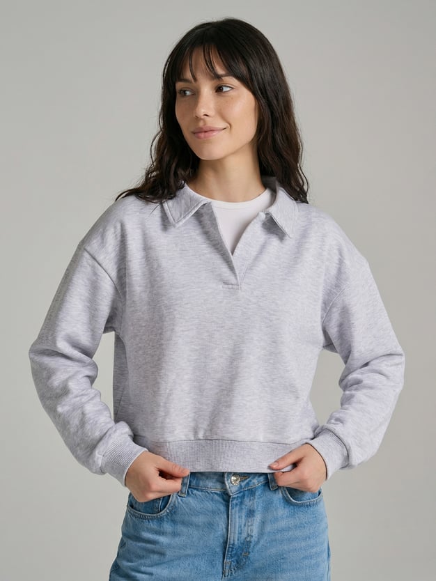 Свитшот без начеса с воротничном