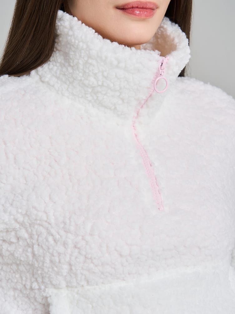 Свитшот меховой с полузамком молнией