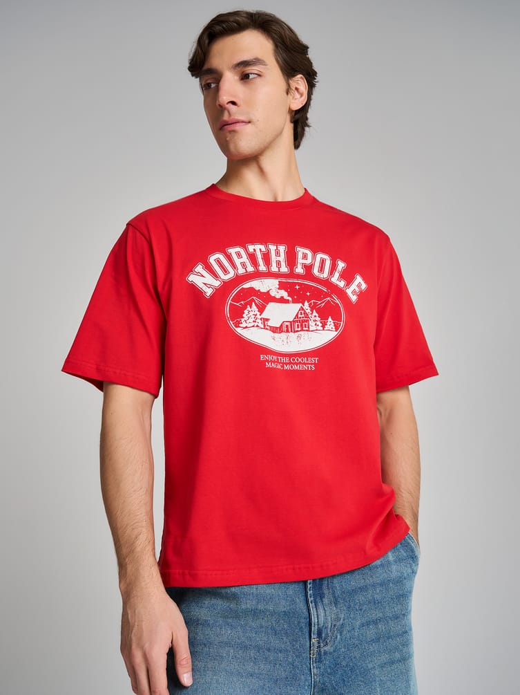 Футболка свободного кроя из хлопка с принтом