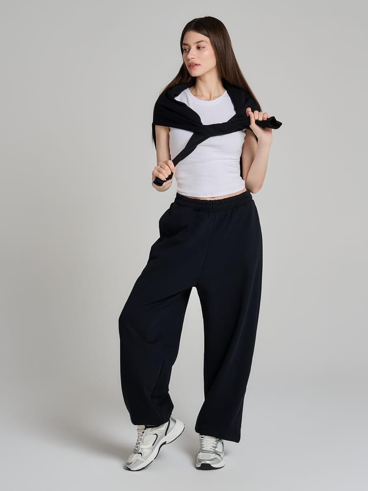 Спортивные брюки джоггеры с высокой талией