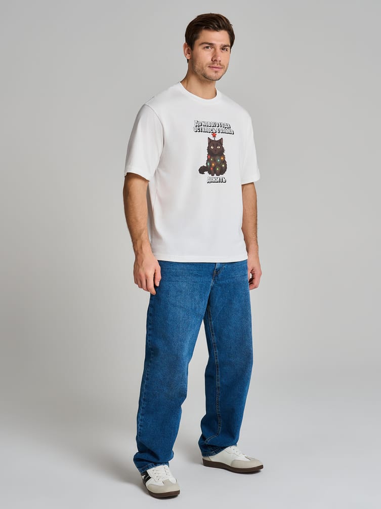 Футболка из хлопка с новогодним принтом