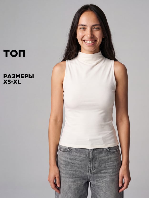 Топ облегающий с высоким горлом