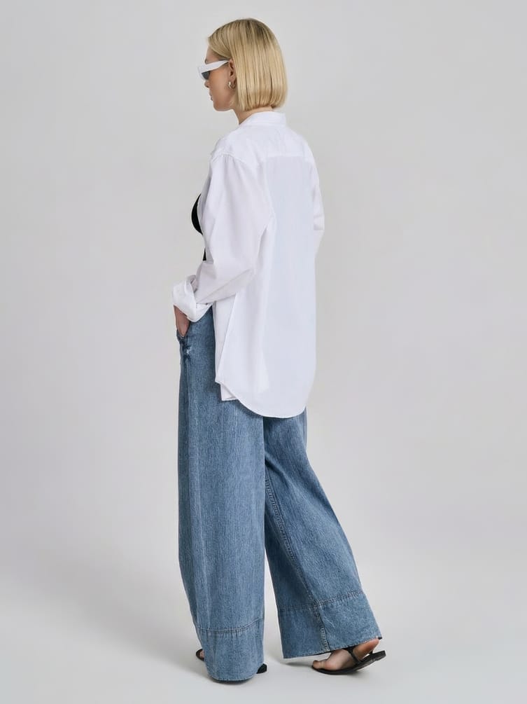 Джинсы широкие летние на резинке