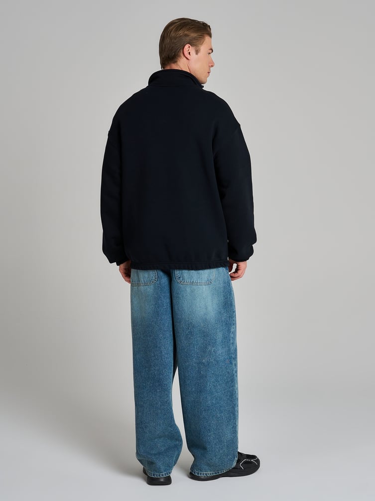 Half zip толстовка с надписью и начёсом