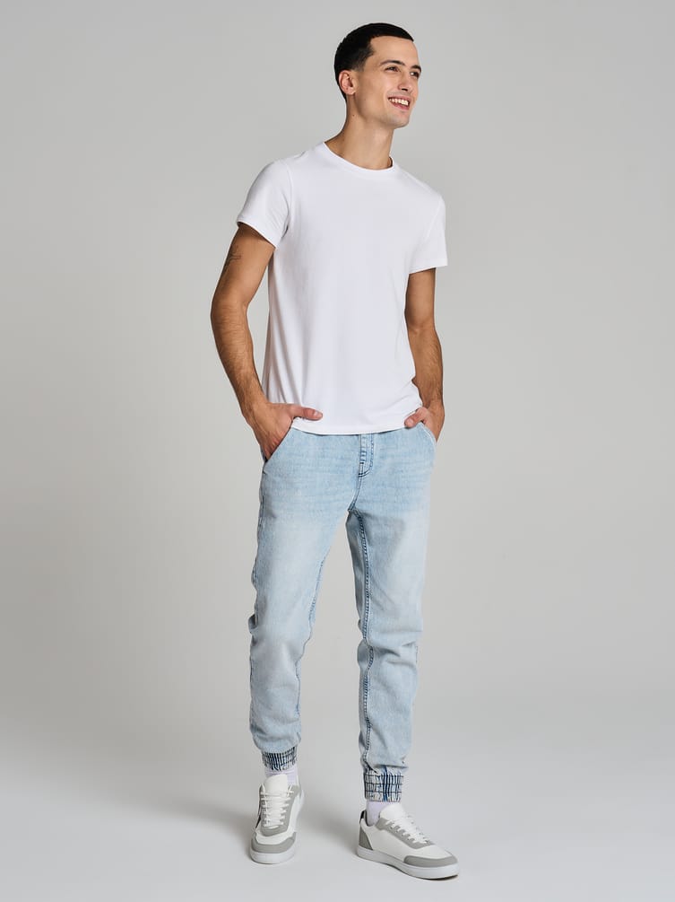 Джинсы джоггеры на резинке