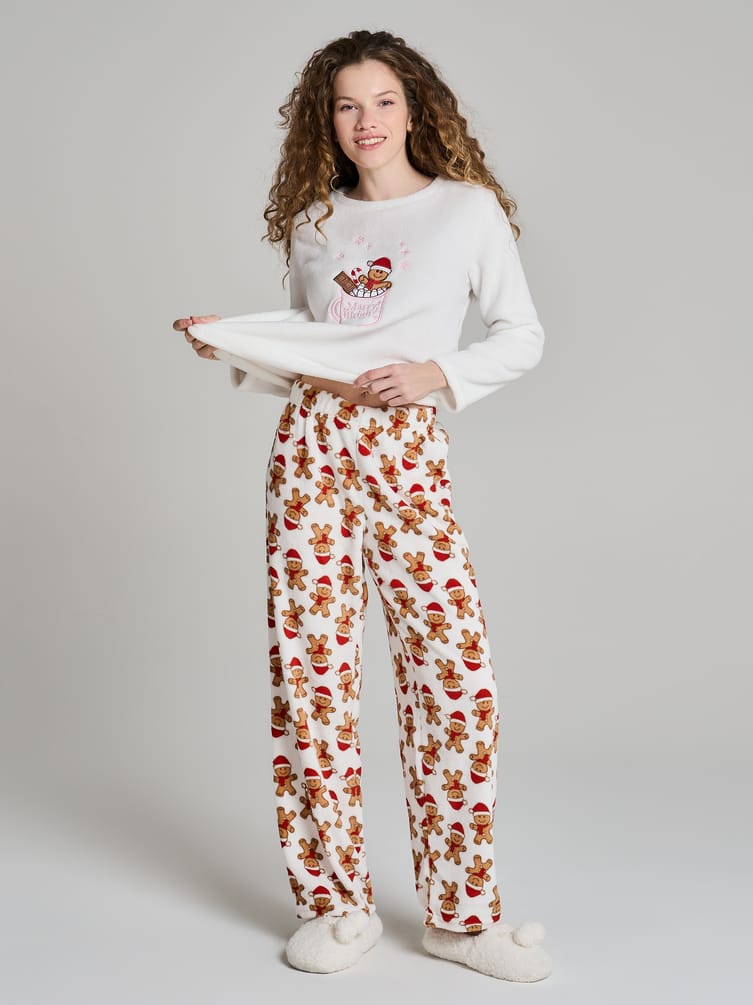 Плюшевая теплая пижама с пряничным человечком