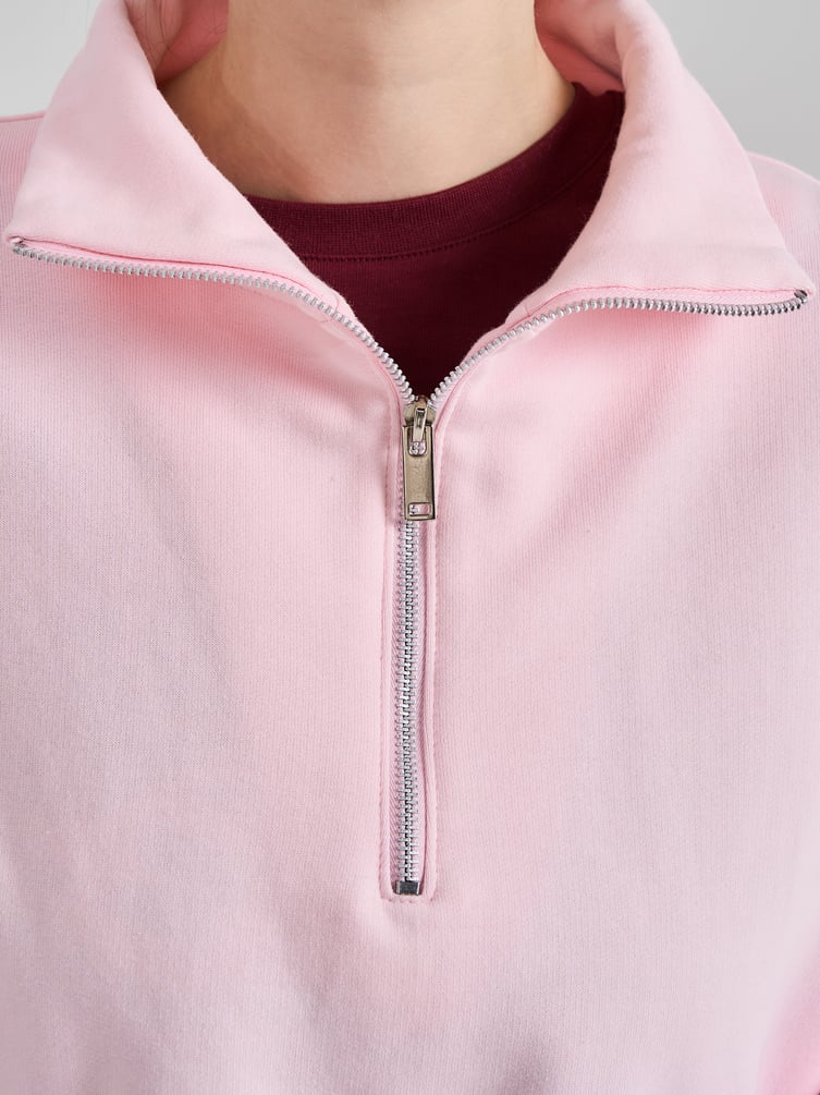 Теплая толстовка оверсайз с полузамком и начесом