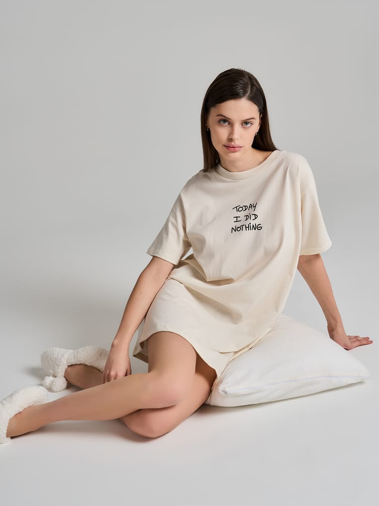 Ночная сорочка из хлопка с надписью