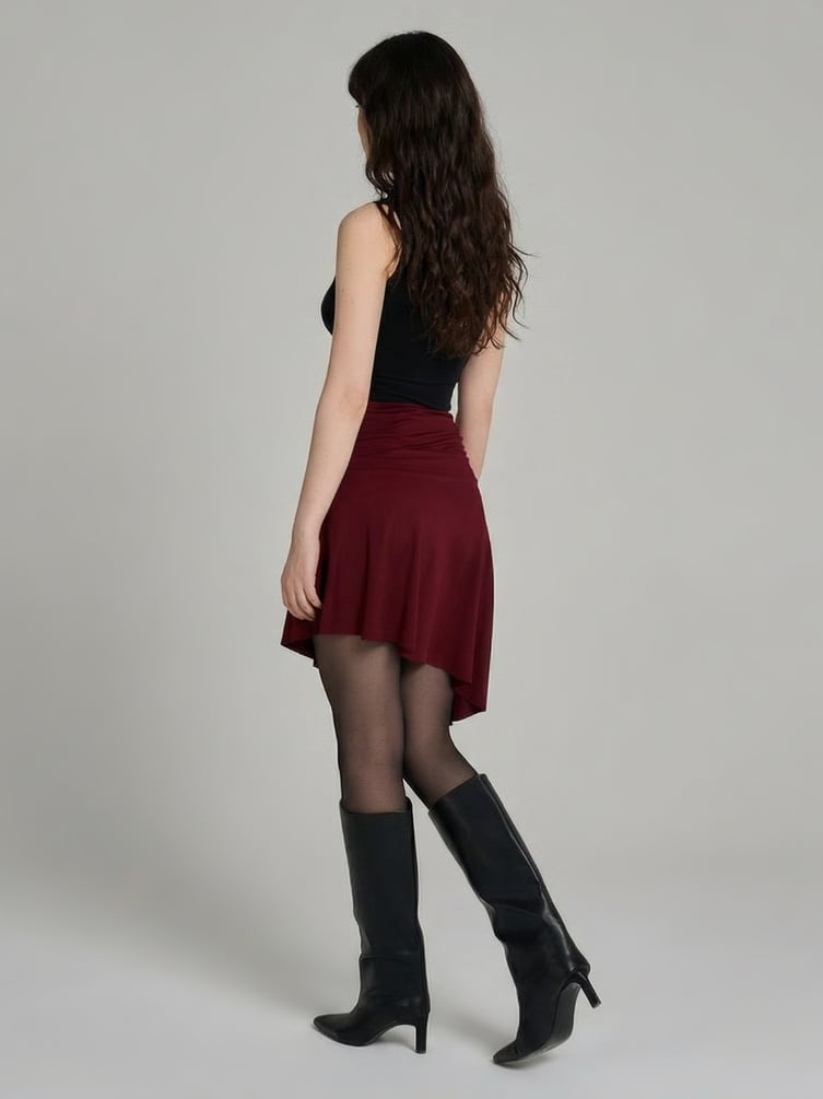 Мини юбка асимметричная с широким поясом