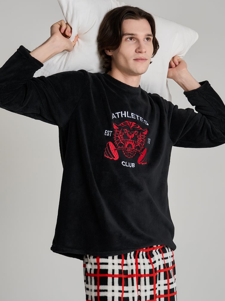 Пижама плюшевая теплая с брюками