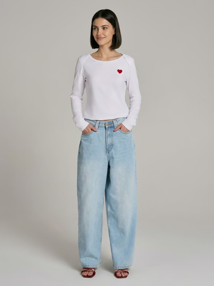 Джинсы багги широкие с вареным эффектом