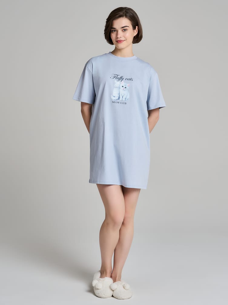 Ночная сорочка из хлопка с принтом