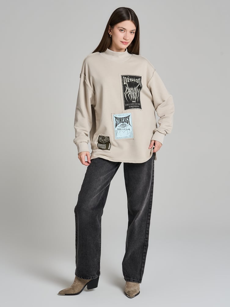 Свитшот в стиле гранж с необработанными краями