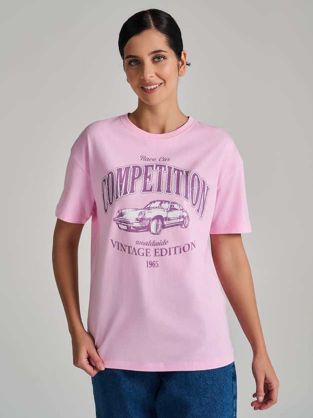 Хлопковая футболка оверсайз с принтом