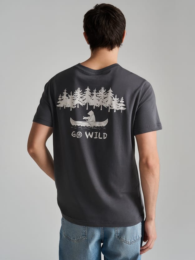 Футболка хлопковая с принтом на спине