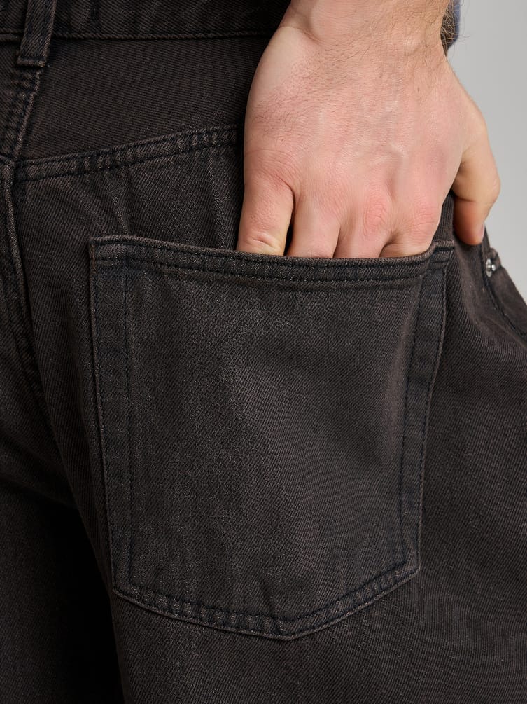 Джинсы багги широкие с вареный эффектом