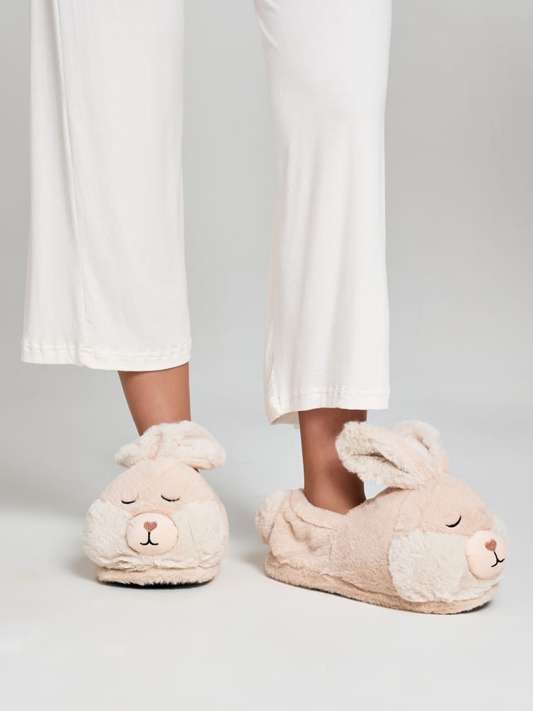 Плюшевые тапки игрушки в виде зайчиков