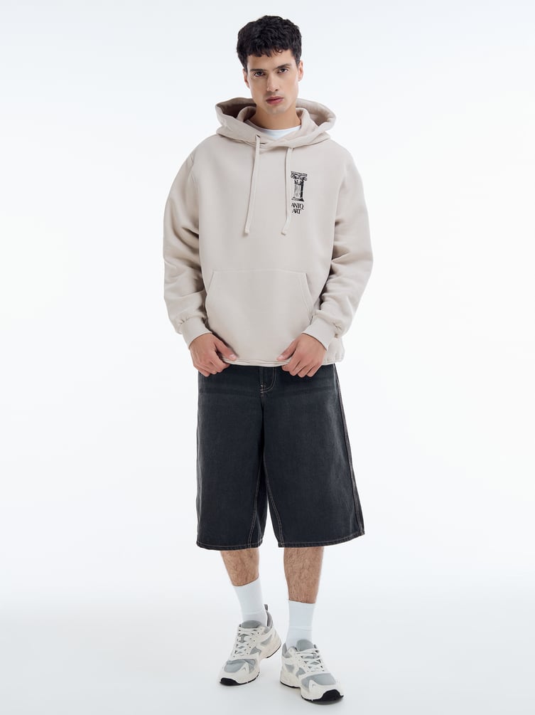 Худи оверсайз с принтом теплое с начесом