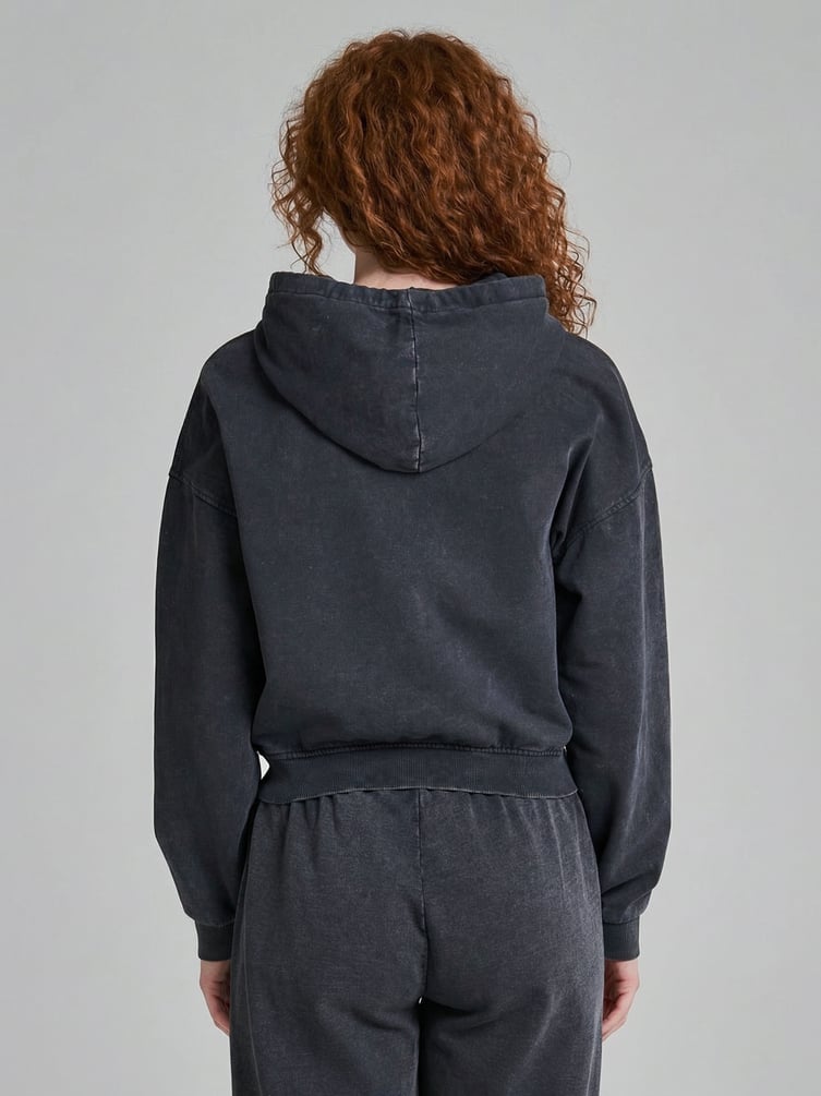 Зип худи оверсайз с вареным эффектом