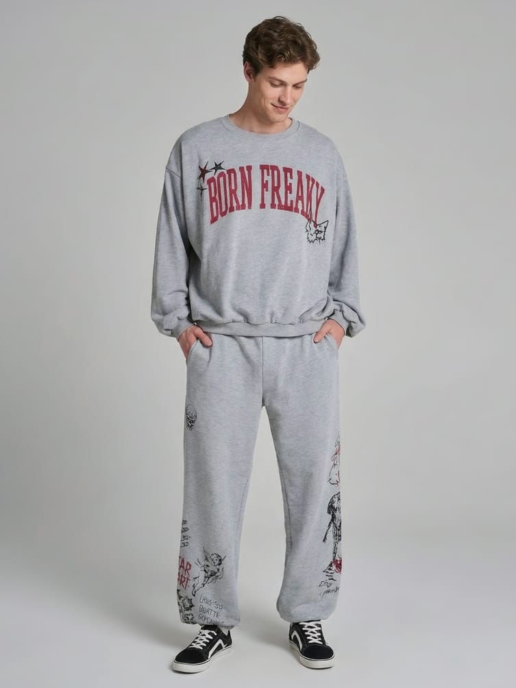 Брюки джоггеры оверсайз с принтом