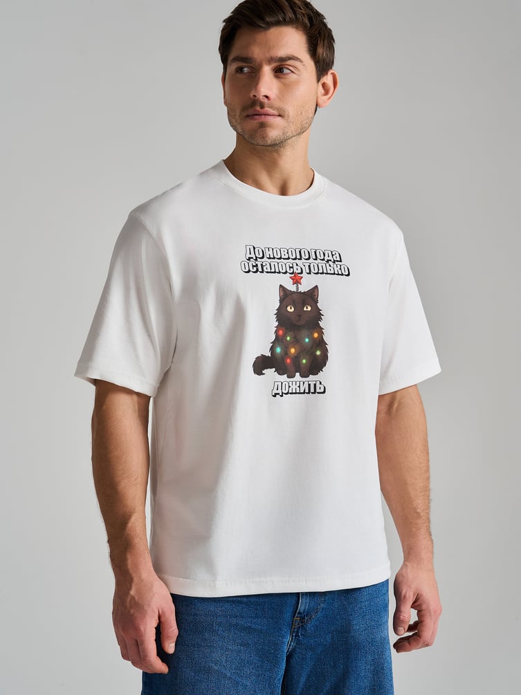 Футболка из хлопка с новогодним принтом