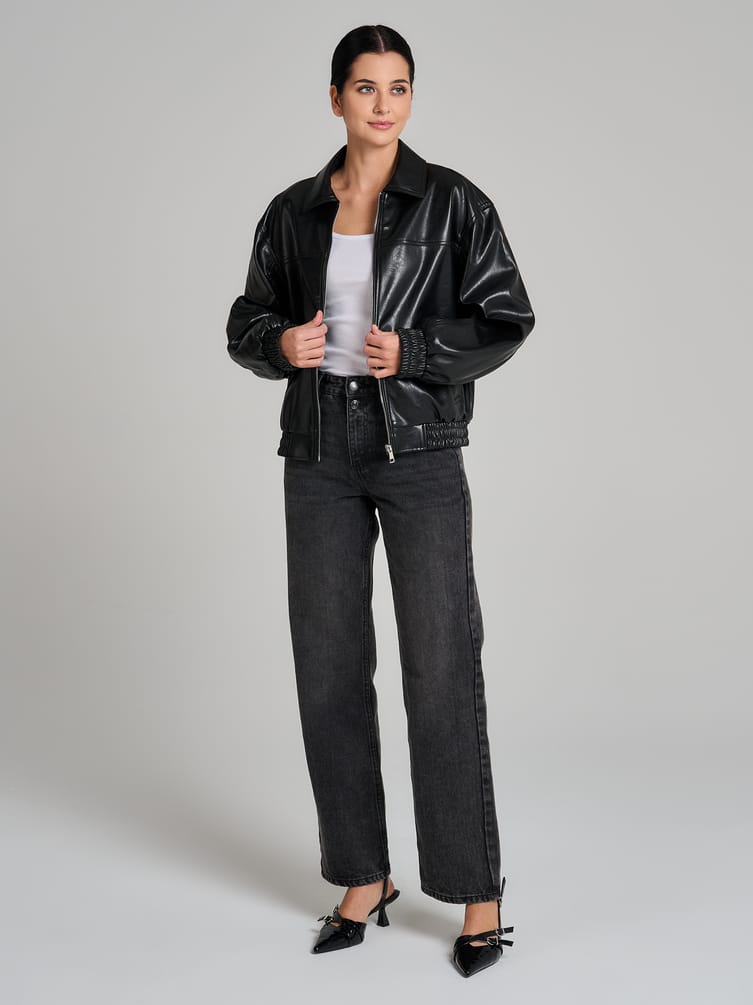 Куртка кожаная бомбер