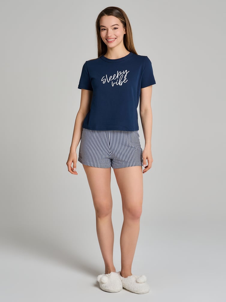 Пижама из хлопка с надписью в полоску