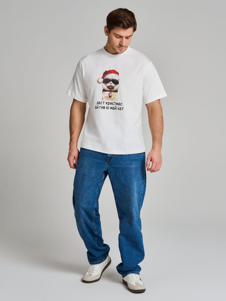 Футболка из хлопка с новогодним принтом