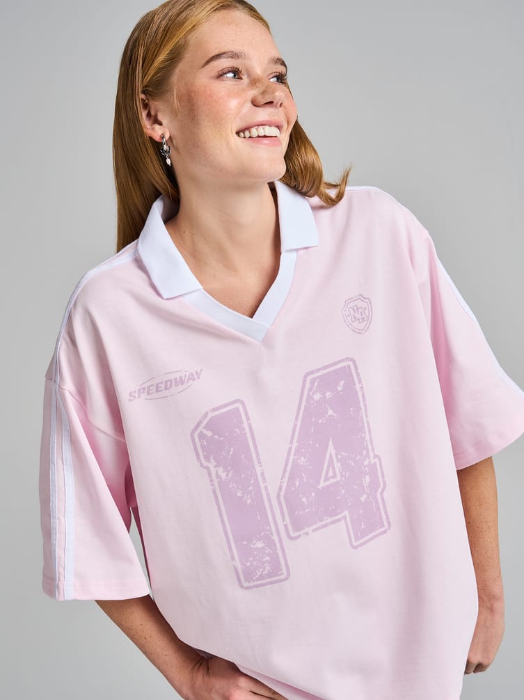 Футболка-поло оверсайз с надписью