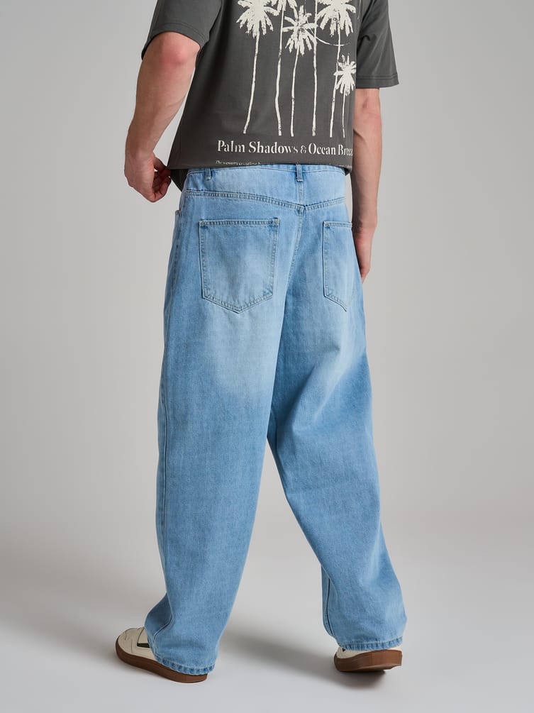 Джинсы багги широкие