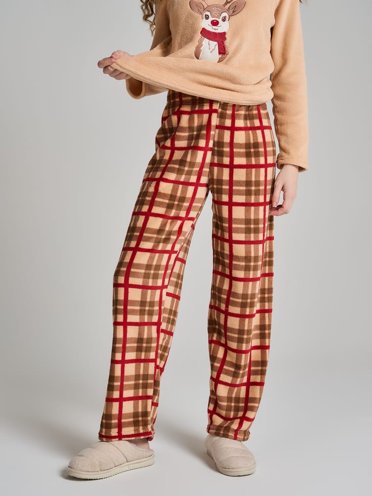 Пижама теплая новогодняя с оленем