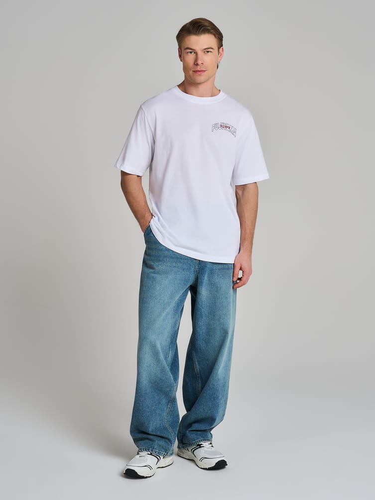 Футболка из хлопка с принтом на спине