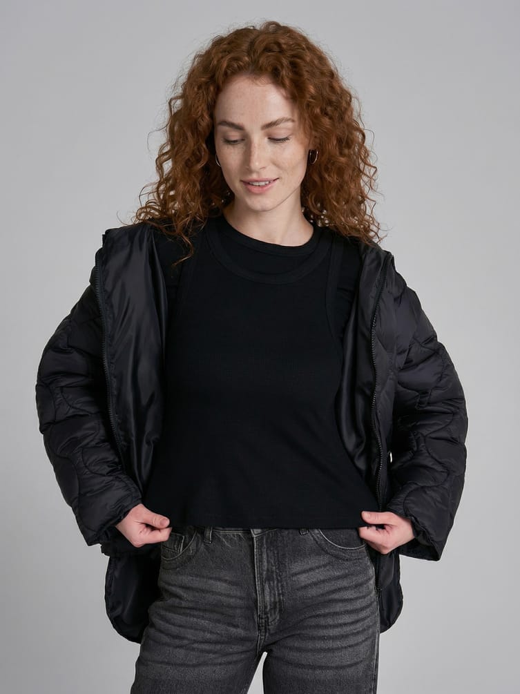 Лонгслив с майкой в рубчик