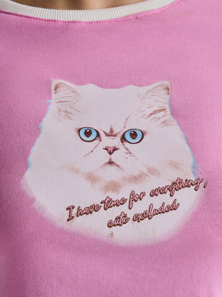 Футболка приталенная с принтом кота