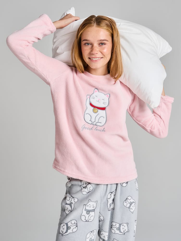 Теплая плюшевая пижама с кошечкой Манэки-нэко