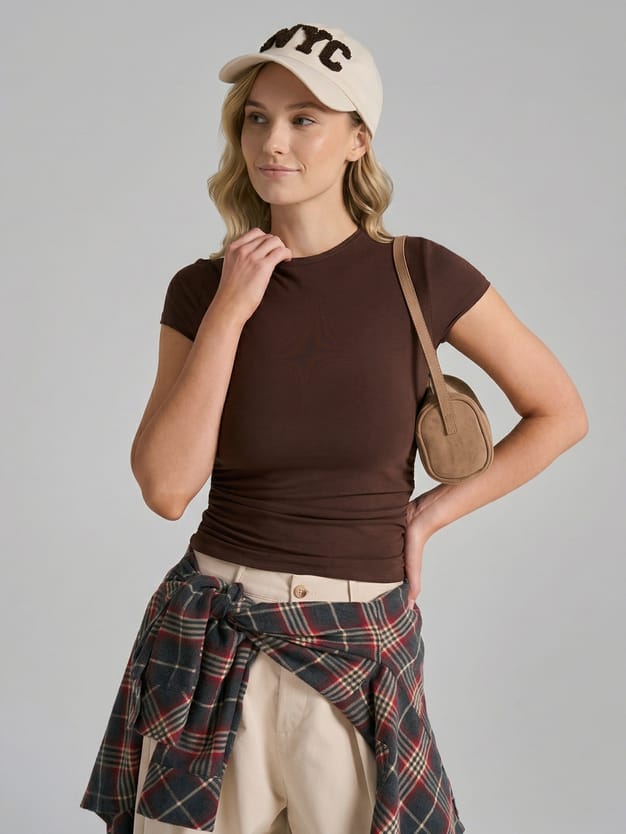 Приталенная футболка с драпировкой