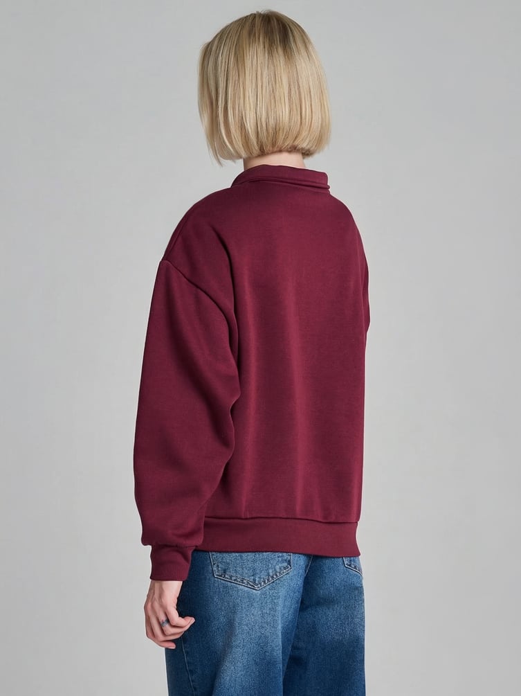 Толстовка теплая с полузамком с вышитой надписью