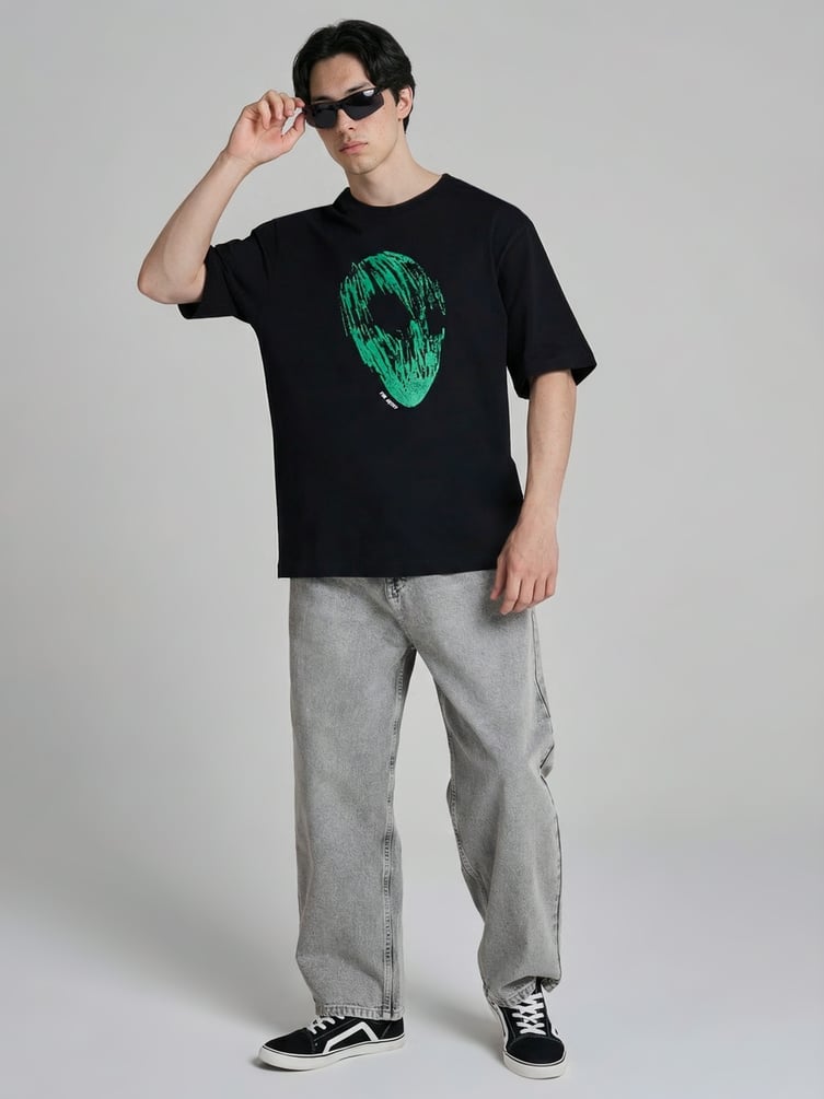 Футболка из хлопка с принтом инопланетянина