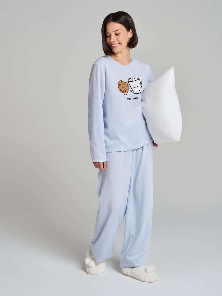 Пижама теплая с лонгсливом и брюками