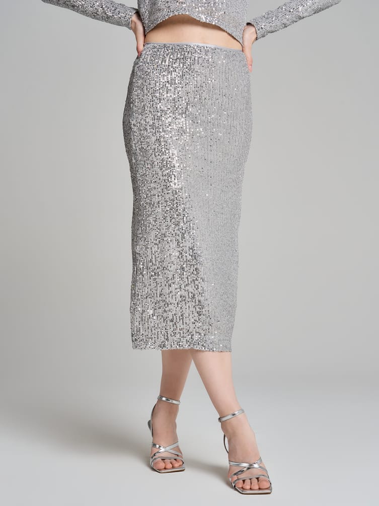 Юбка длинная нарядная с пайетками