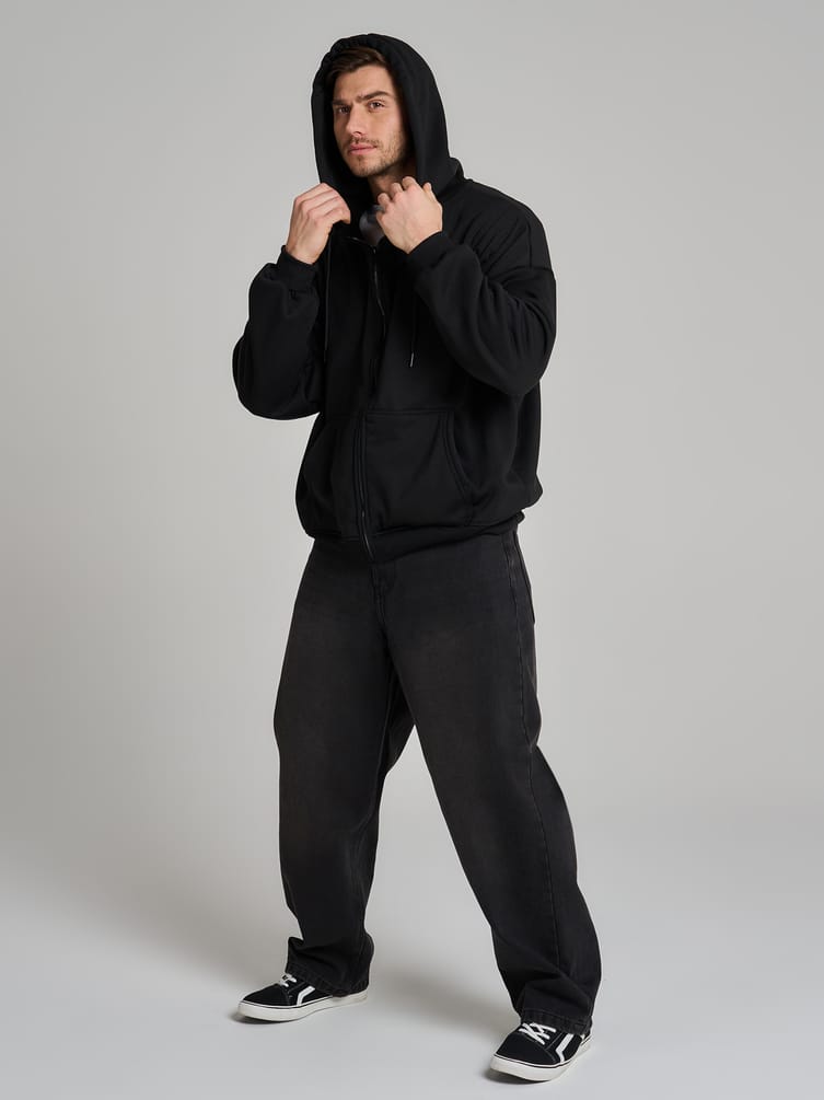 Зип худи оверсайз с флисовой подкладкой