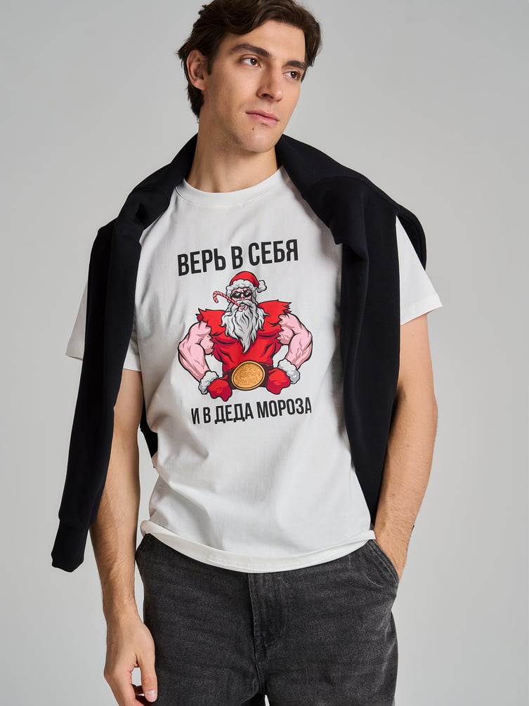 Футболка с принтом Деда Мороза
